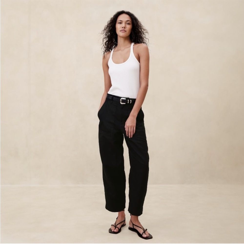 Banana Republic Black linen cargo pant Mya size US4